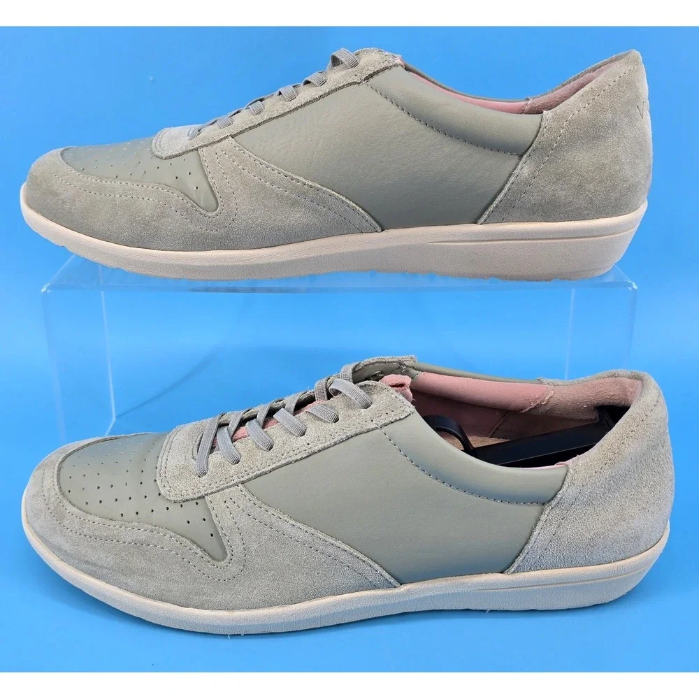 Vionic‎ Karigan Women Sneaker Sz 10 Magnolia Green Leather Suede Orthotic Shoes